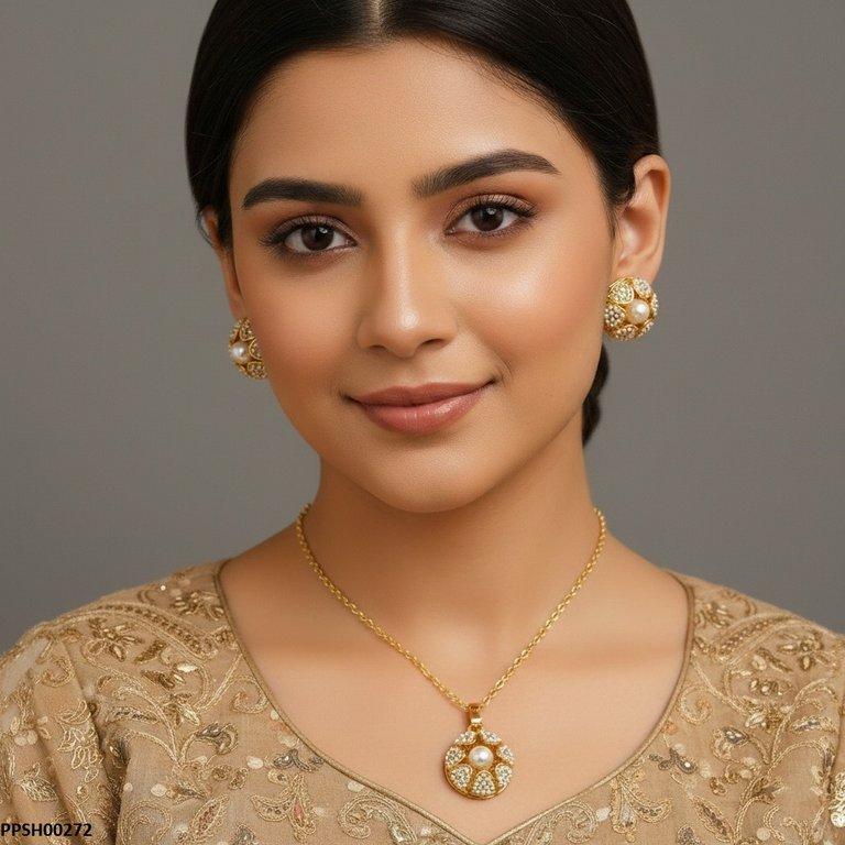 PPSH00272 MZM Pearl Flower Drop Pedant Set - PPSH