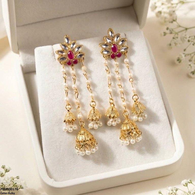 PEDH00176 SDQ Pearl Jhumki  Drop Earrings - PEDH