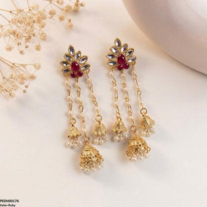 PEDH00176 SDQ Pearl Jhumki  Drop Earrings - PEDH
