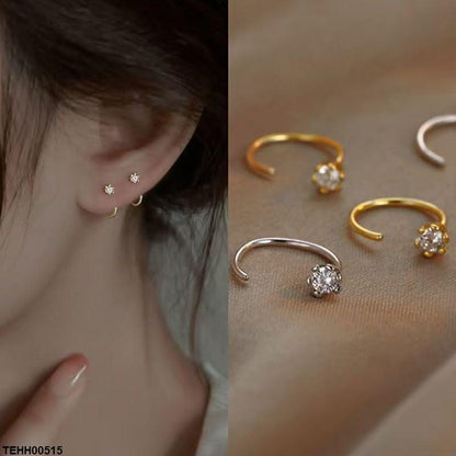 TEHH00515 YHC Round Stone Hoops Pair - TEHH