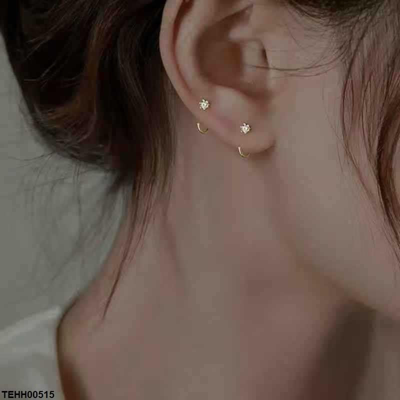 TEHH00515 YHC Round Stone Hoops Pair - TEHH