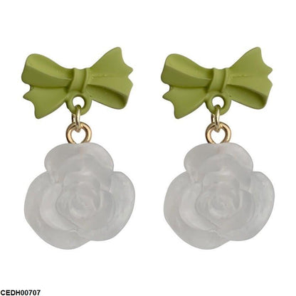 CEDH00707 YQG Bow Flower Drop Earrings - CEDH