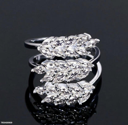 TRSH00909 BYJ Zircon Leaf Ring Adjustable - TRSH