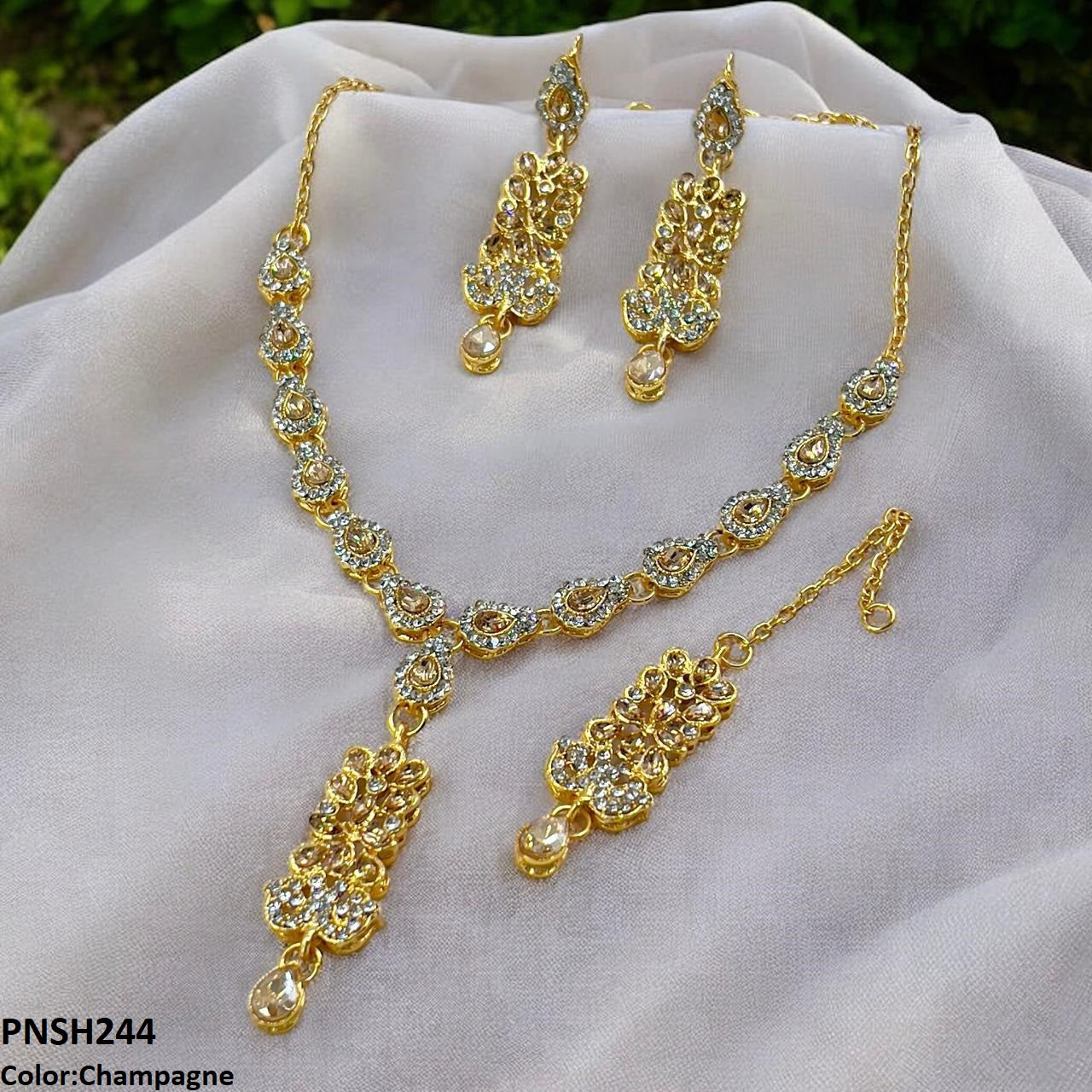 PNSH244 FRN Tear Drop Necklace Set