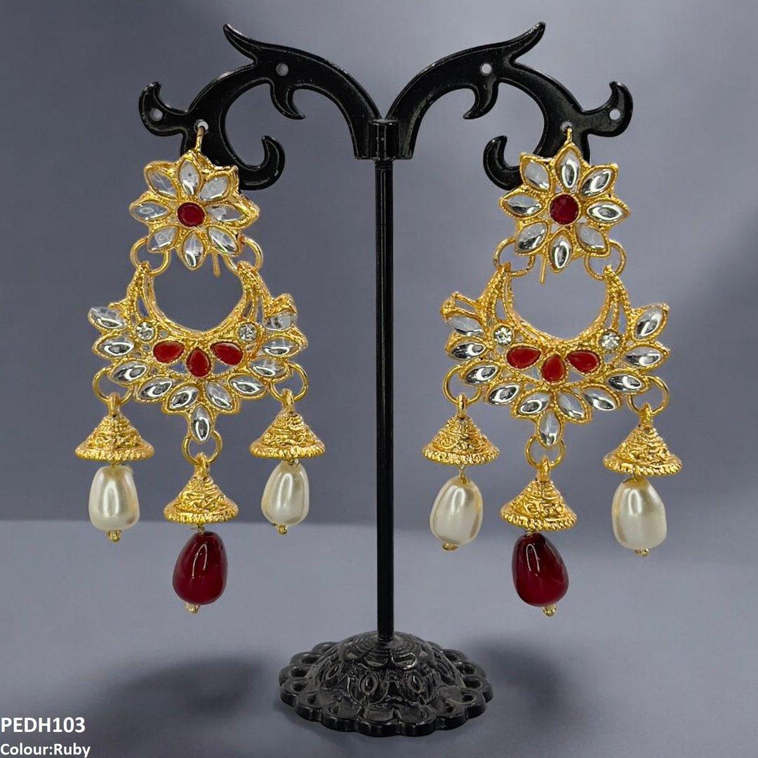 PEDH103 FRN Jhumki Pearl Drop Earrings