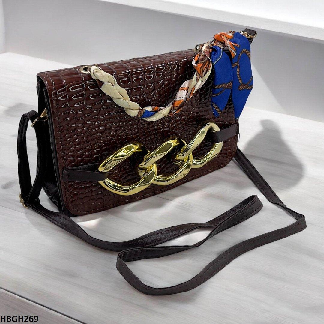 HBGH269-CYG HBGH269 CYG Silk Scarf Linked Chain Bag