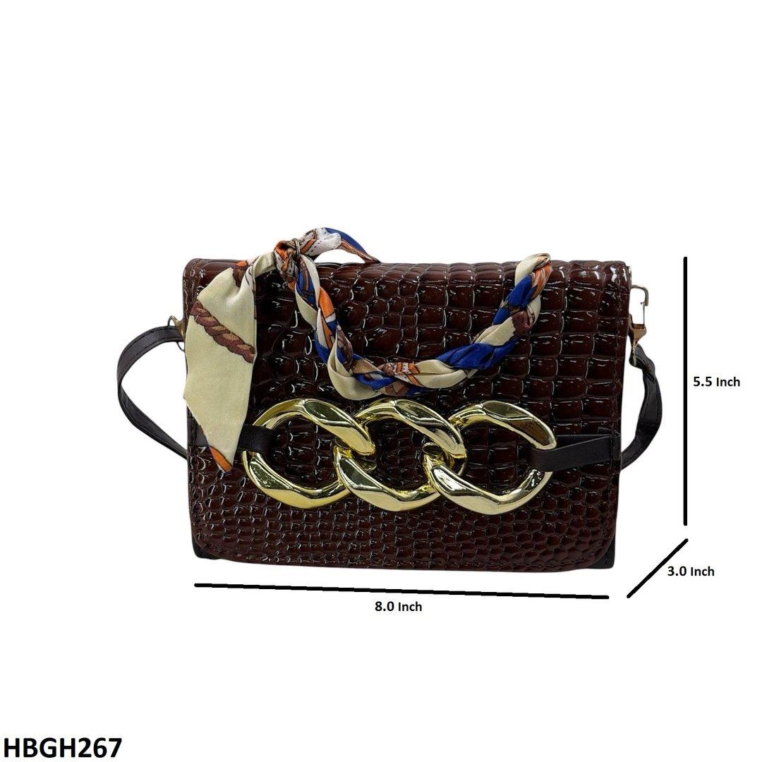HBGH267-CYG HBGH267 CYG Silk Scarf Linked Chain Bag
