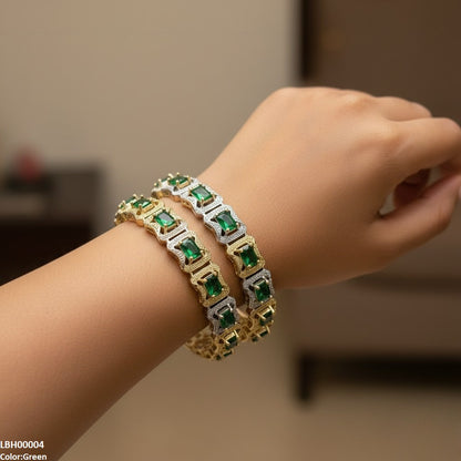 LBH00004 ANI Rectangle Stone Bangle Set - LBH