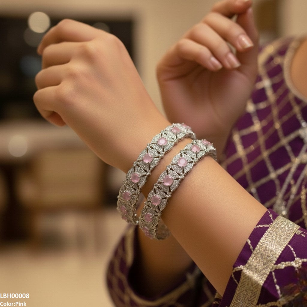 LBH00008 ANI Round Flower Bangle Set - LBH