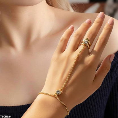 TBCH384 QWN Round Bracelet With Leaf Ring