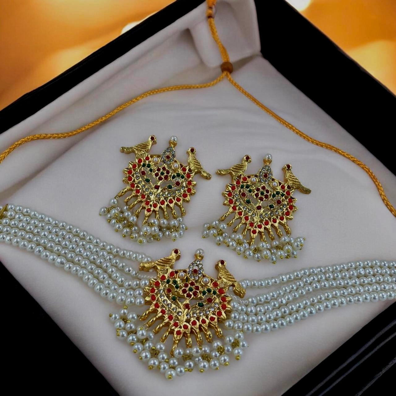 PCKH00224 MZM Multi Stone Pearl Choker Set - PCKH