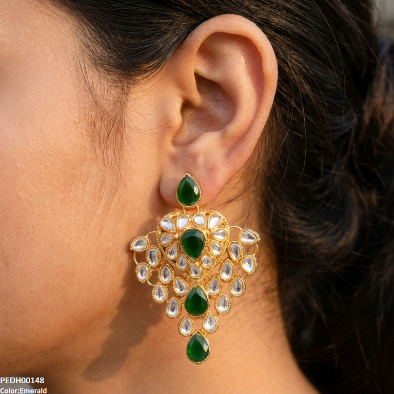 PEDH00148 FRN Heart Tear Drop Earrings - PEDH