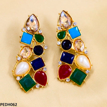 PEDH062 SDQ Square/Tear Drop Earring Pair