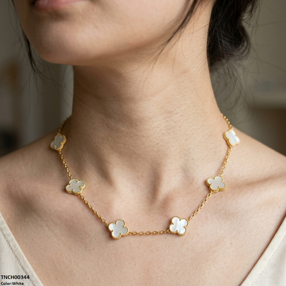 TNCH00344 MMJ  Stainless Steel Flower Necklace - TNCH