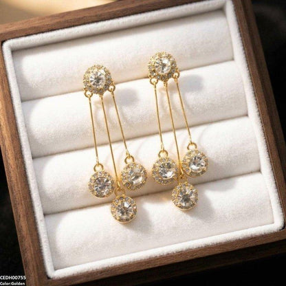 CEDH00755 ZHL Three Round Layeard Drop Earrings - CEDH