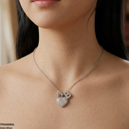 TPSH00991 TNR Stainless Steel Zircon Heart Pendant - TPSH