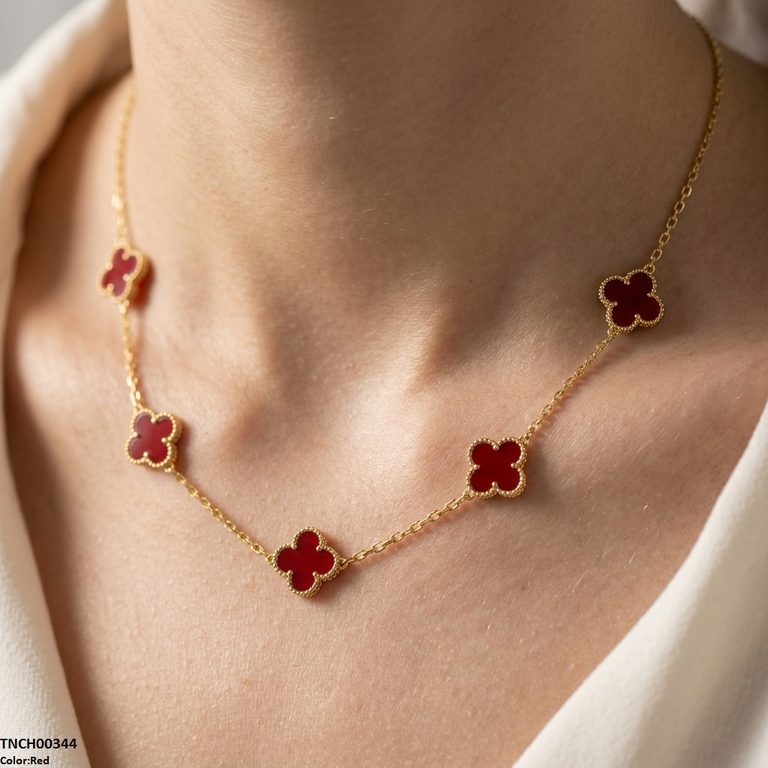 TNCH00344 MMJ  Stainless Steel Flower Necklace - TNCH