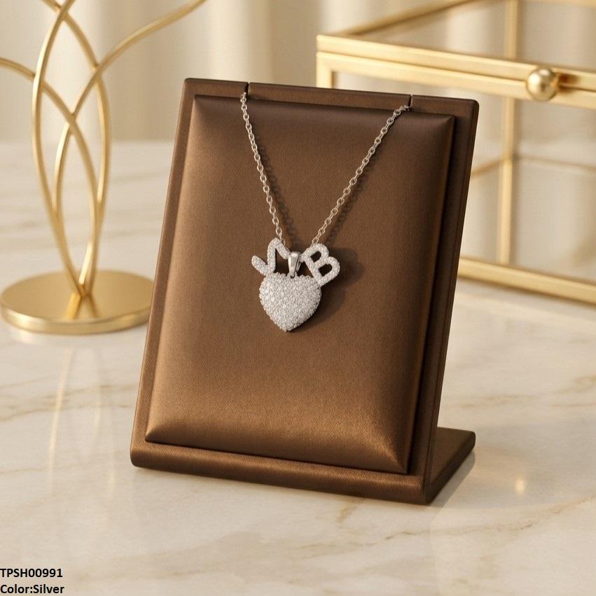 TPSH00991 TNR Stainless Steel Zircon Heart Pendant - TPSH