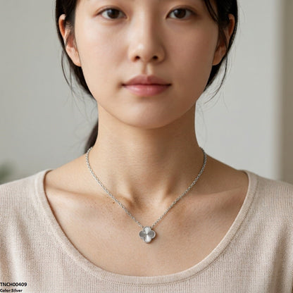 TNCH00409 TNR Stainless Steel Zircon Flower Necklace  - TNCH