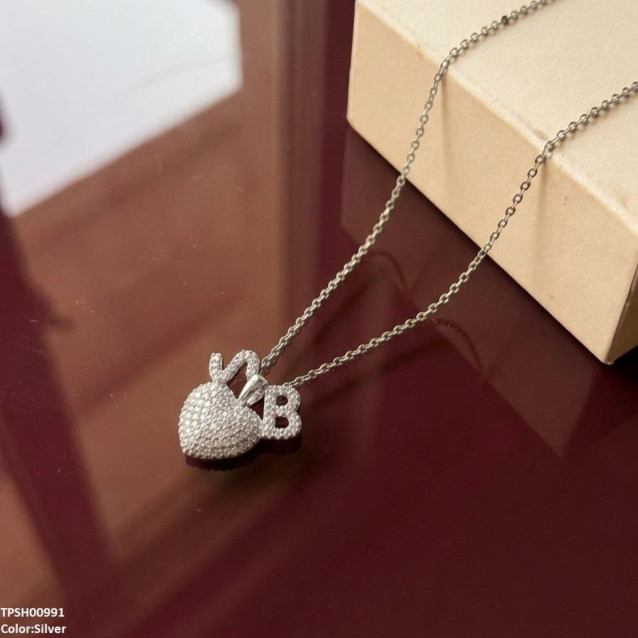 TPSH00991 TNR Stainless Steel Zircon Heart Pendant - TPSH