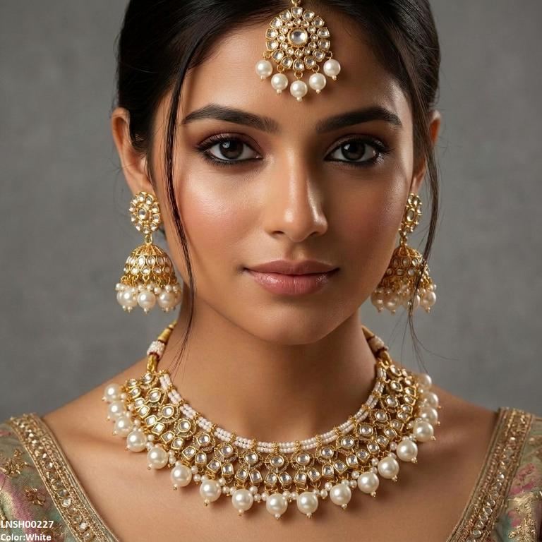 LNSH00227 ANI Round Flower Necklace Set - LNSH