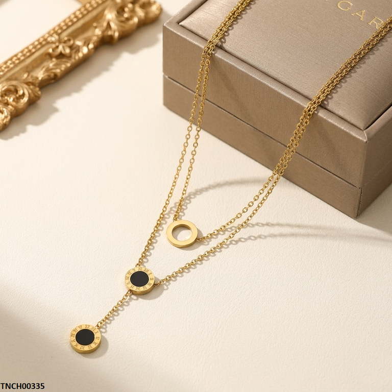TNCH00335 MMJ Stainless Steel Round Drop Necklace - TNCH