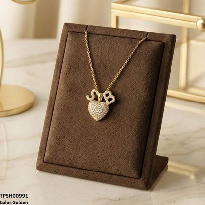 TPSH00991 TNR Stainless Steel Zircon Heart Pendant - TPSH