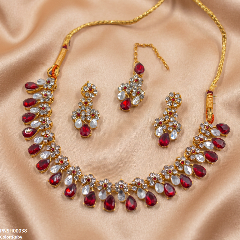 PNSH00038 FRN Flower/Tear Necklace Set - PNSH