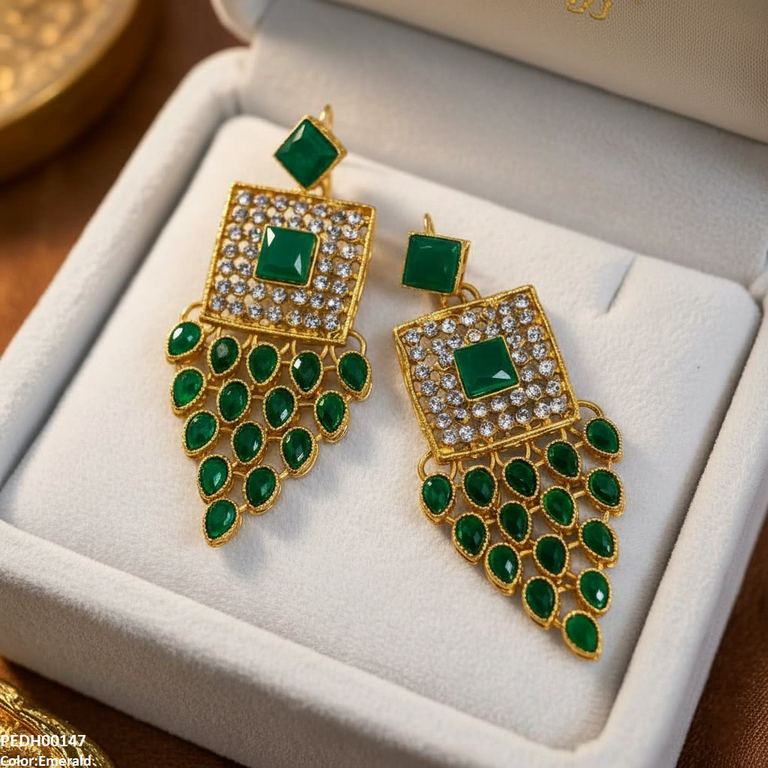 PEDH00147 FRN Square Tear Drop Earrings - PEDH