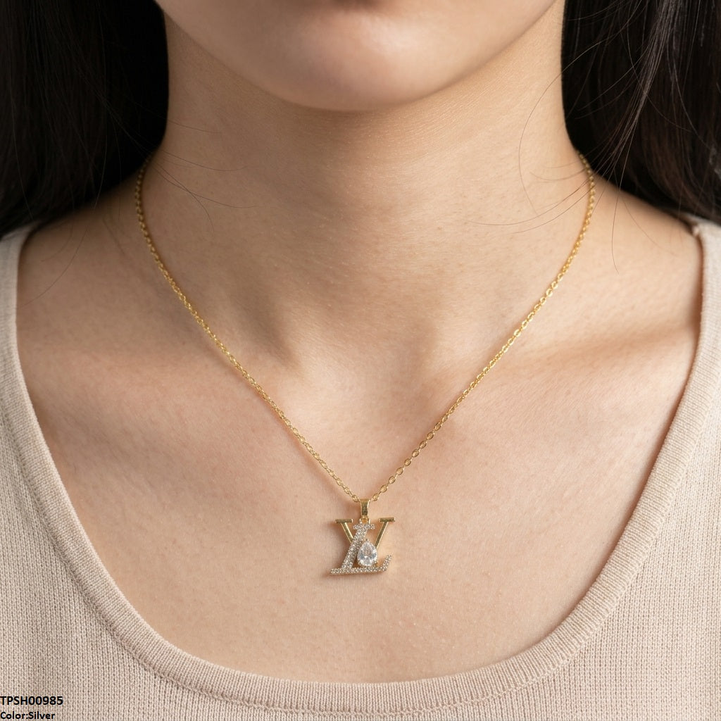 TPSH00985 TNR Stainless Steel Zircon Tear Pendant - TPSH